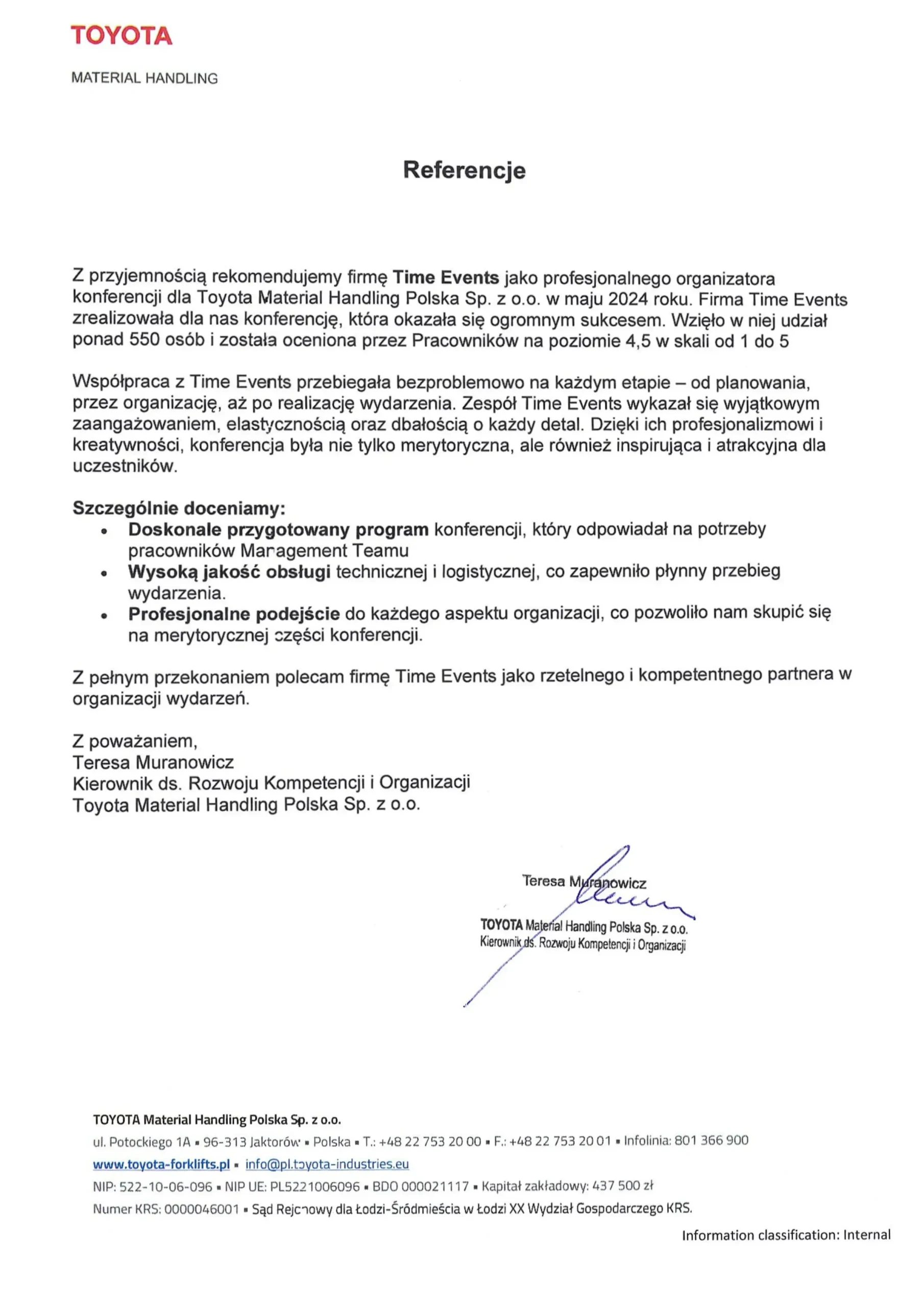 Toyota Material Handling – referencje